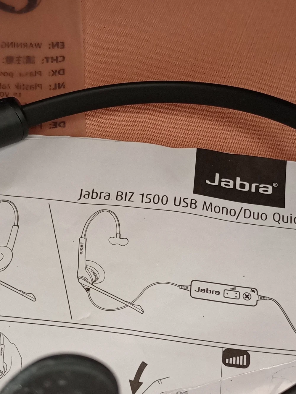 Jabra Black Wired Mono Headset with Boom Microphone